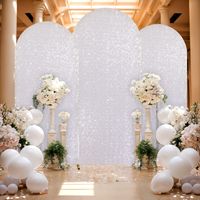 4/5/6/6.6/7.2ft Spandex Wedding Arch Cover Sequin Semi-Circular Photo Backdrop Covers Wedding Party Birthday Decorations