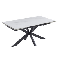 Meubles de salle à manger rétractables minimalistes italiens économiques table extensible en métal noir avec dessus en pierre frittée dans la salle à manger