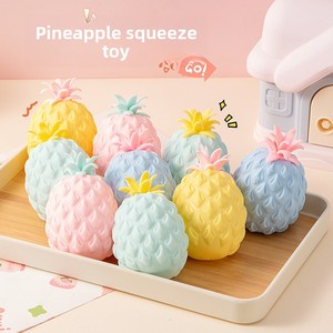 Macaron Color <b>Light</b> up <b>Pineapple</b> Squeeze Toy Soft Squishy Rubber Stress Relief Fidget Sensory Decompression Toy for Kids Gift - Product Image 6