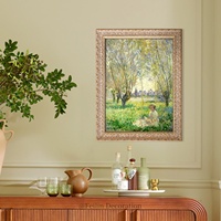 Peintures de paysages européens, fleurs, art mural vintage, cadre en bois, toile de luxe, décoration murale pour mariage et maison
