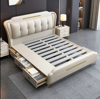 Ensemble de Chambre Italien de Luxe, Lit Double King Moderne avec Grand Rangement