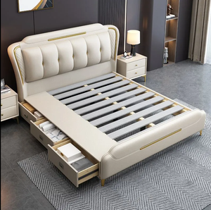 Luxury Italian Bedroom Set Modern Large Storage King Double Bed