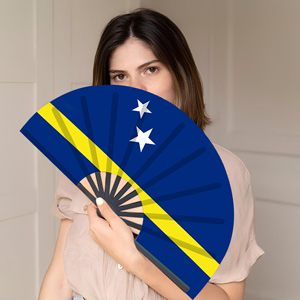 Abanicos Plegables de Bambú con la Bandera de Curazao al por Mayor, Abanico de Mano para Carnaval, Boda, Festival, Fiesta, Agencia de Viajes - Product Image 5