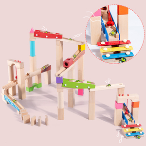 Personnalisé 59 Pièces Marbre <span class=keywords><strong>Rush</strong></span> Piste Labyrinthe Construction Jouet TIGE Blocs de Construction en Bois Marbre Course pour Enfants 4-8 Ans - Product Image 5