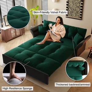 Convertible <strong>Sleeper</strong> <strong>Sofa</strong> <strong>Bed</strong> 3-in-1 Pull Out <strong>Sofa</strong> Multi-Functional Velvet Modern Cloud Soft Loveseat <strong>Sofa</strong> <strong>Bed</strong> Green - Product Image 5