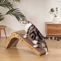 Planche à gratter verticale en papier ondulé en forme de L Jouet griffoir mural pour chat avec menthe et cloche