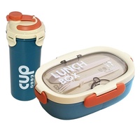 Boîte à lunch portable à double compartiment JM, compatible micro-ondes, pour les employés de bureau, en plastique