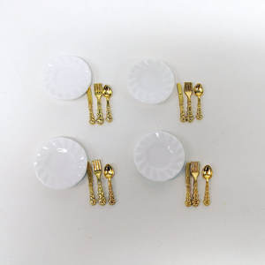 <span class=keywords><strong>SET</strong></span> 1:12 Accessoires Photo pour <span class=keywords><strong>Maison</strong></span> de Poupée : Meubles de Cuisine, Assiettes, Bols, Couverts (Fourchette, Couteau, Cuillère) - Product Image 6