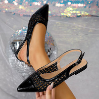 Chaussures plates à bout pointu pour femmes, grande taille, style rétro, colorées, en synthétique ajouré, tendance, pour le commerce transfrontalier