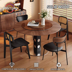 Mesa de comedor de madera maciza creativa de estilo Medieval, redonda, Retro, pequeña, para el hogar, minimalista, moderna, mesa de comedor, 2017 - Product Image 2