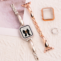 Bracelet de montre élégant pour femme Upro avec fermoir en D, compatible Apple Watch 44 40 45 41 42 38 mm, plaqué or rose