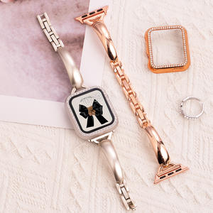 Correa de Reloj Inteligente Elegante con Hebilla en D para Mujer, Compatible con Apple 44 40 45 41 42 38mm, Brazalete de Metal Chapado en Oro Rosa - Product Image 3