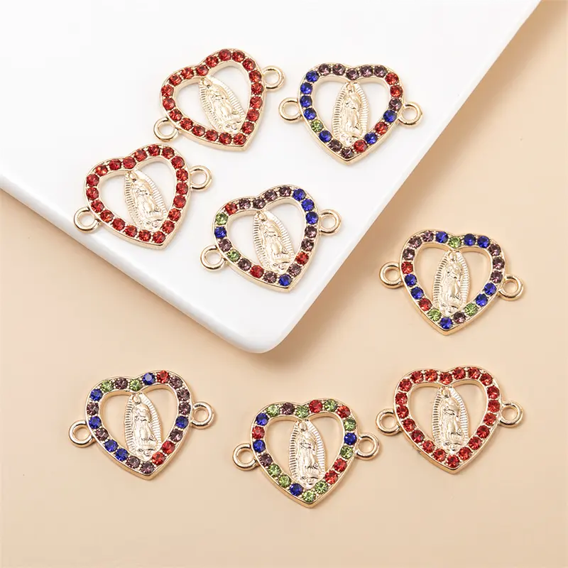 Katholicisme Virgin Mary Cz Steen Verharde Connector Bedels Hangers Voor Sieraden Maken Virgin Moeder Charms Armband Connector