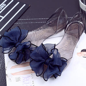 Sandales plates en jelly pour femmes pas chères, nœud papillon, transparentes, sandales en cristal, bouche de poisson, toutes occasions, chaussures de plage - Product Image 6