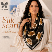 Foulard carré en satin de soie de mûrier pure pour femme, imprimé tournesol artistique, doux, fluide et élégant, 53x53cm