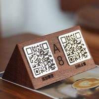 Panneau de table personnalisé en bois avec code QR, affichage de menu personnalisé scannable, plaque de logo pour restaurants, hôtels et bars