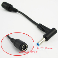 Adaptateur de chargeur d'alimentation CC à embout de 7,4x5,0 mm à 4,5x3,0 mm pour ordinateur portable HP Stream Spectre Pavilion Envy Elitebook Split Chrome