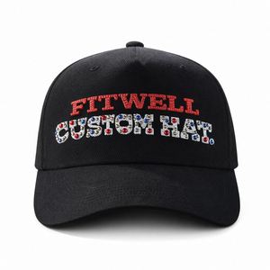 Gorra de Béisbol Personalizada de 5 Paneles con Bordado y Logotipo de Pedrería para Marca de Moda OEM - Product Image 1