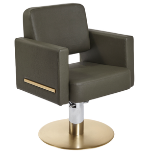 Fauteuil de <span class=keywords><strong>Barbier</strong></span> Doré en Cuir Beige Haute Densité - Mobilier de Coiffure Haut de Gamme pour Coiffeurs Exigeants - Product Image 3