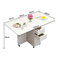 Meuble de cuisine mobile rectangulaire, combinaison simple table et chaises, table pliante télescopique moderne pour petit appartement