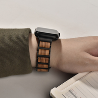 Correa de Reloj Universal de Madera y Acero Inoxidable de 20 mm, Ajustable y Cómoda, Compatible con Apple Watch y Relojes Inteligentes Estándar