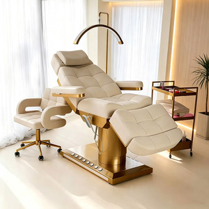 <span class=keywords><strong>Lit</strong></span> de massage électrique en cuir Golden Base, luxueux et inclinable, pour soins du visage et extensions de cils, avec éclairage LED intégré - Product Image 5