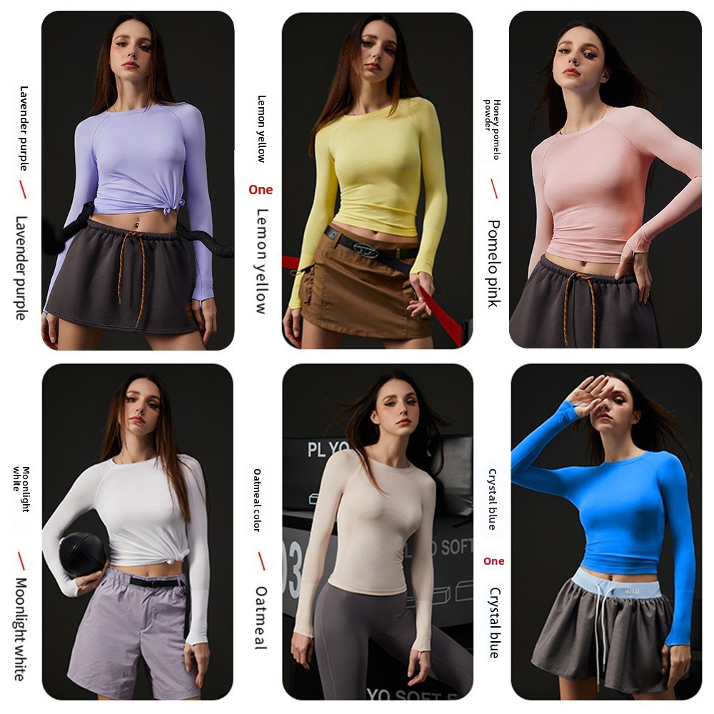 Women's Autumn Winter Yoga Top Thin Quick-drying Light Moisture-wicking Long-sleeved Sports Fitness Clothes