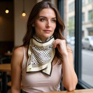 Foulard Quadrato Piccolo con Patchwork a Lettera C 70x70cm 38g Accessorio Moda per Donna - Product Image 2