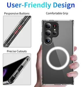 Commercio all'ingrosso chiaro antiurto PC Custom custodia magnetica per telefono alla rinfusa per Samsung Galaxy S24 Ultra custodie per cellulare
