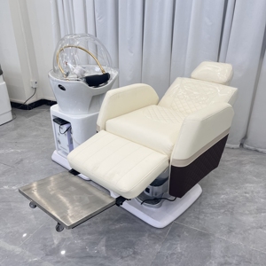 Fauteuil de massage et de lavage multifonctionnel en cuir contemporain pour salon, salle de bain et usage commercial - Product Image 1