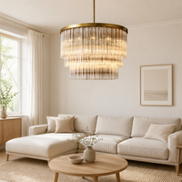 Lustre rond en verre moderne nordique Zeal Lighting, lustre de plafond LED en laiton pour salon, hôtel, villa, vente en gros