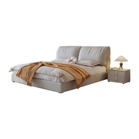 Modernes Schlafzimmermöbel Luxuriöses Kingsize-Holzbett Weiches Tatami-Lederbett Queen-Size Smart Storage Einfaches Design Stoffbezogenes Doppelbett