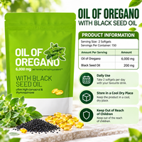 Gélules d'huile d'origan 6000mg équivalent à base de plantes avec huile de nigelle 200mg, 300 unités pour une nutrition quotidienne à base de plantes