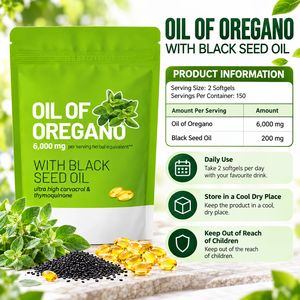 Olio di Origano in Capsule Softgel 6000mg Equivalente alle Erbe con Olio di Semi Neri 200mg, 300 Capsule per Nutrizione Erboristica Quotidiana - Product Image 1