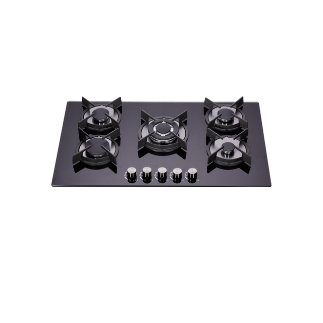 Hot Sale Kitchen Appliance Tempered Glass Five Gas Hob Built in Gas Stove 5 Burner Gas Cooker With Flame Safety Device Cast Iron
