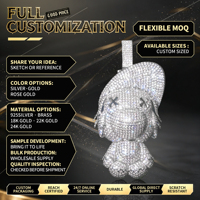 Pendentif Ours Cartoon 3D en Argent S925 Certifié VVS Moissanite de Luxe, Sertie de Pierres, pour Hommes Hip Hop