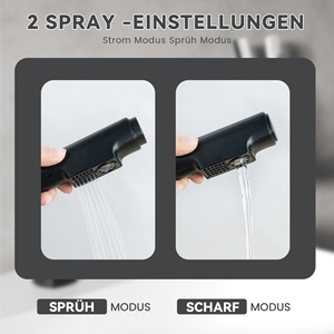 Grifo de Baño Moderno de Acero Inoxidable Negro con Caño Extraíble, Giratorio 360°, 2 Modos de Rociado, Manguera de 150 cm para Lavabo - Product Image 5