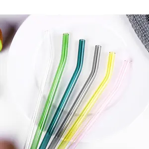 Forniture da Bar più vendute Set di cannucce di vetro sostenibili cannuccia di vetro colorato
