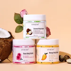 Private Label Großhandel Bio Vegan Körper creme Trockene Haut Feuchtigkeit spendende Rose Mango Körper butter