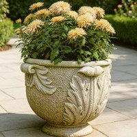Urne en marbre blanc avec bordure tressée et relief en corde, jardinière sur piédestal à nervures de melon pour la décoration paysagère des cours et jardins de villas