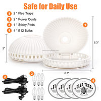 Piège à puces Chingyoo, lot de 2 pièges à puces collants avec 4 disques collants et 4 ampoules, forme de coquille, tueur de puces électrique, piège à punaises de lit
