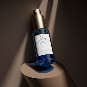 Flacone Vuoto da 40ml Blu Trasparente <span class=keywords><strong>per</strong></span> Siero o Olio Essenziale con Contagocce in Legno e Pompa Spray, Vendita Diretta dalla Fabbrica - Product Image 1