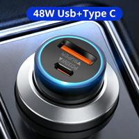 Chargeur de voiture USB 48W 2026, double port USB-A et USB-C, charge rapide 48W, chargeurs de voiture 30W PD QC3.0 avec logo