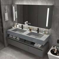 Offres Spéciales Moderne Salle De Bain WC TOILETTE Armoire Flottant Vanité Lavabo Unités Avec pierre Comptoir
