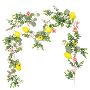 Ghirlanda Artificiale di Eucalipto Limone Primaverile da 200 cm, Finta Vite Fruttifera per Ingrosso, Eventi, Decorazioni per la Casa, Tavoli e Scale - Product Image 3