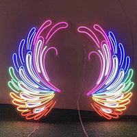 Enseigne lumineuse à LED personnalisée sans quantité minimale de commande ailes d'ange enseigne lumineuse à LED néon décoration murale