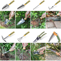 Vente chaude transfrontalière d'outils de jardin pelle de jardin en acier inoxydable sécateur matcha portable multi-fonction 9 pièces ensemble d'outils de jardin