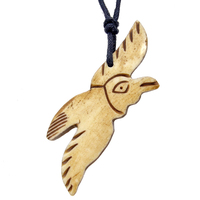 QIANZHIYUN GX-115 Collier Pendentif Oiseau en Os de Yak Marron Tibétain Fait Main Vintage pour Homme avec Chaîne en Corde – Cadeau – Vente Chaude