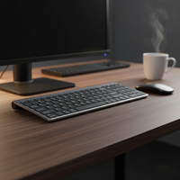 Kit Clavier et Souris Sans Fil Ultra-Mince 2,4 GHz avec Rétroéclairage LED 78 Touches Rechargeable en Stock pour Bureau, Maison, Gaming et Voyage
