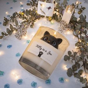Vela Aromática con Forma de Gato en Frasco de Vidrio, Gato en una Jarra, Vela Artística con Forma de Animal para Decoración del Hogar - Product Image 3